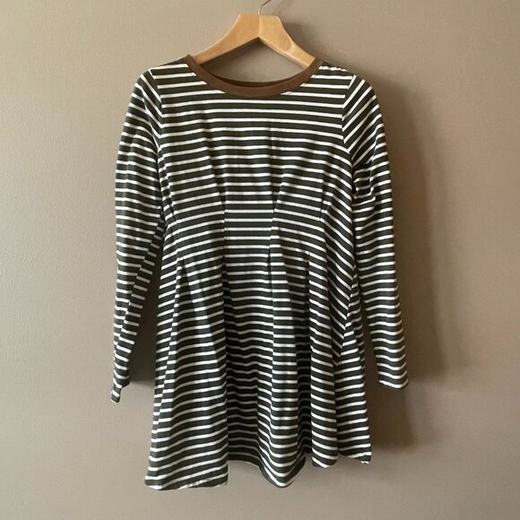 Women's S Umgee Striped Dress Black White Long Sleeve Elbow Patches - Picture 2 of 7